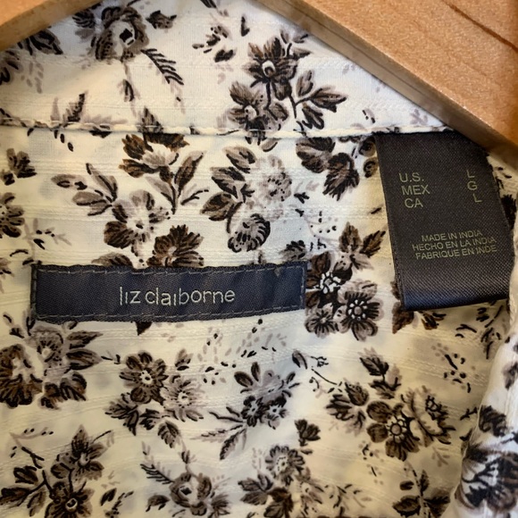 Liz Claiborne Brown Floral Western Button Down Shirt - Picture 5 of 6
